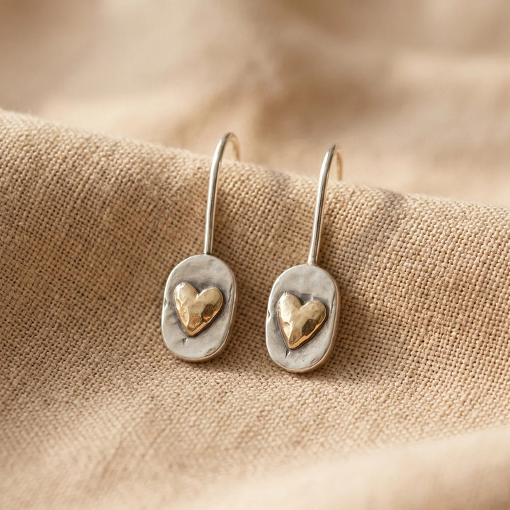 Vintage Herz-Ohrringe in Silber und Gold