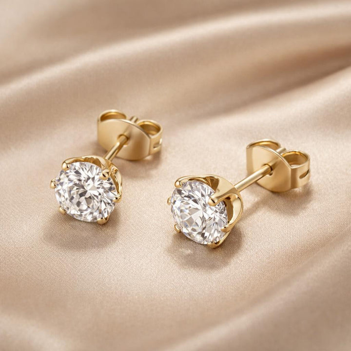 White Gold Zirconia Stud Earrings