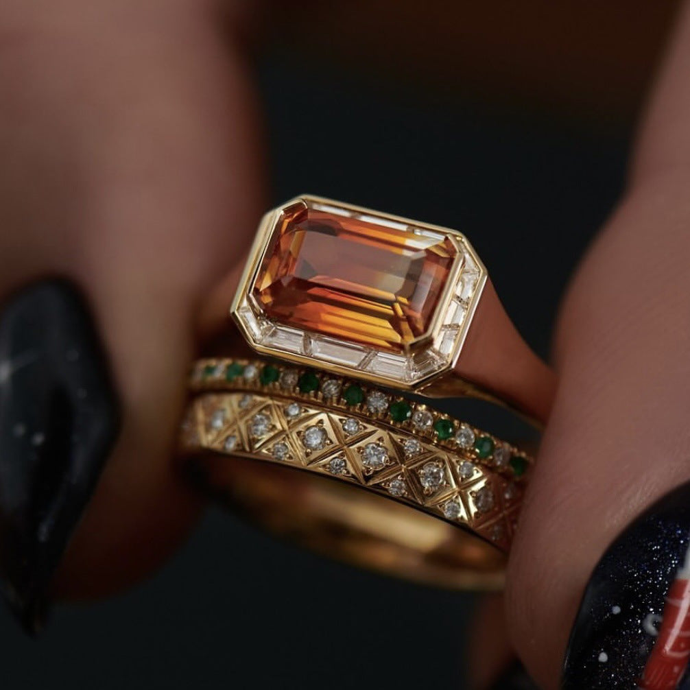 Goldenes dreiteiliges Vintage Ring-Set