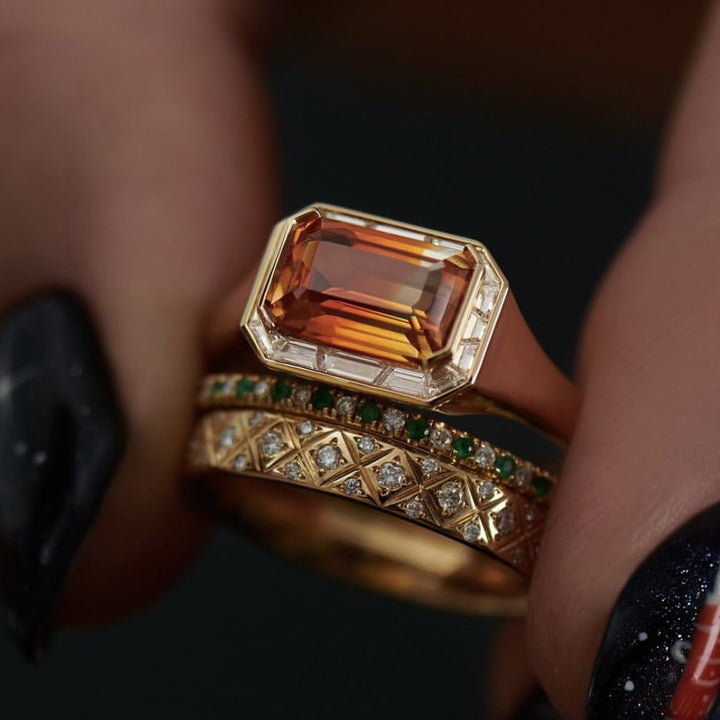 Goldenes dreiteiliges Vintage Ring-Set