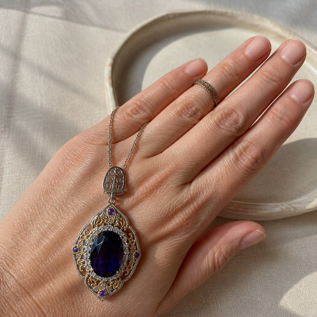 Vintage Kette mit Zirkonia Court