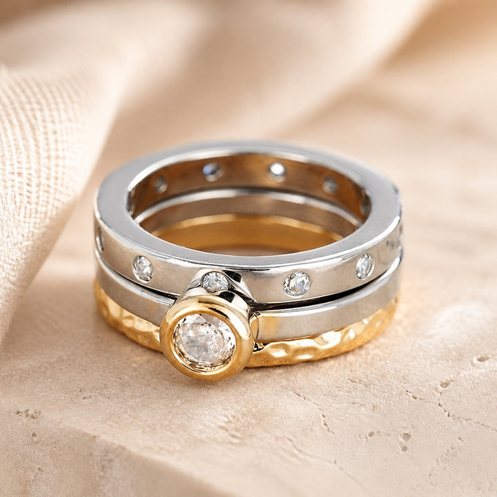 Retro Zweifarbiges Ring-Set
