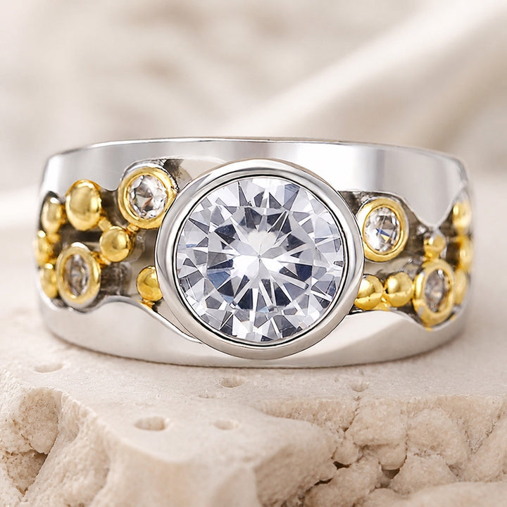 Zweifarbiger Zirkonia-Ring in Gold