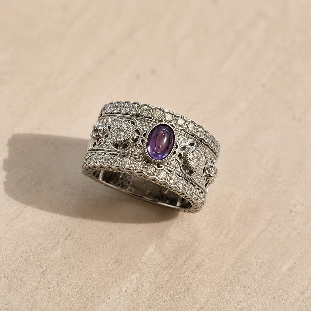 Retro Breiter Zirkonia-Ring