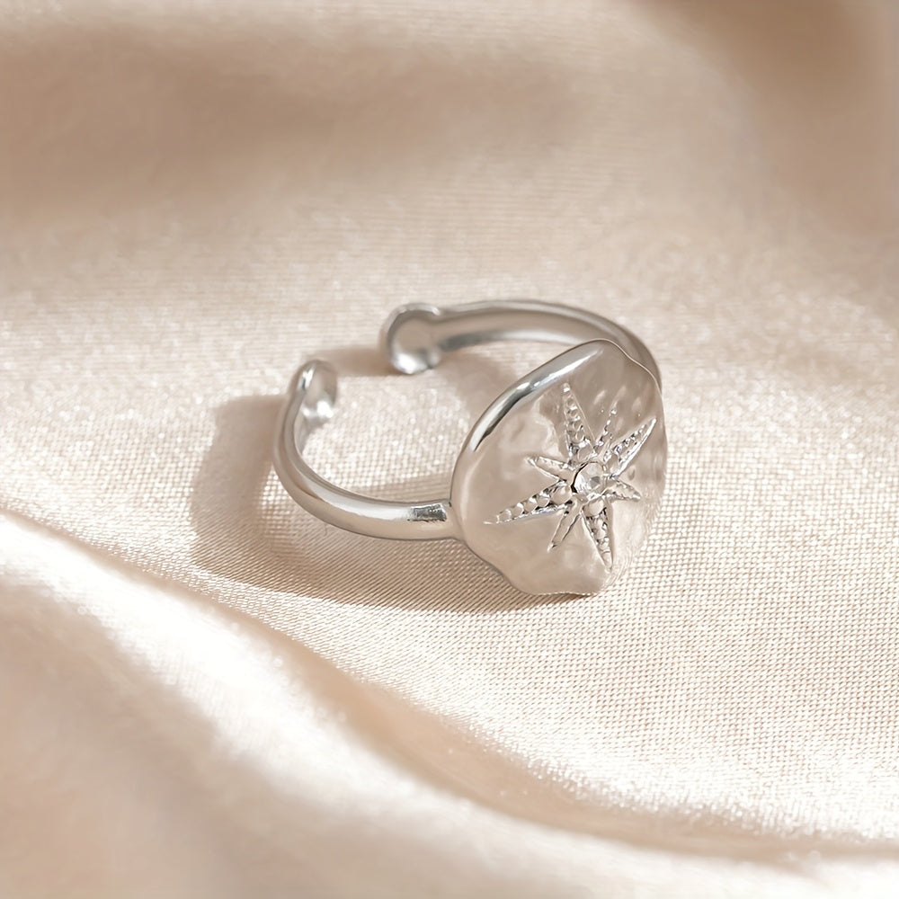 Retro Oktagramm-Zirkonia-Ring