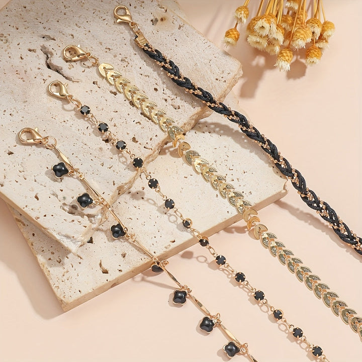 Zeitloses schwarzes Zirkonia-Armband-Set