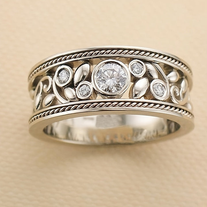 Exquisite White Gold Zirconia Ring