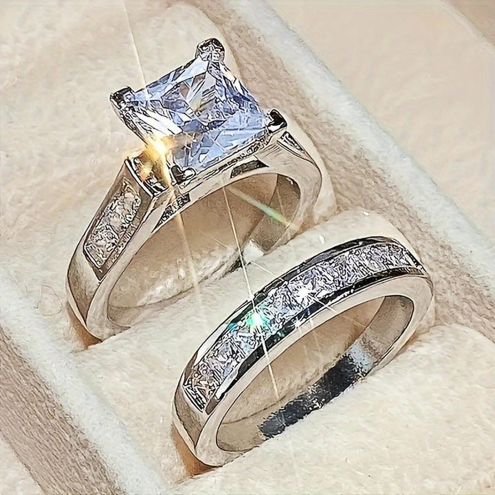Exquisites Zirkonia Versprechensring-Set