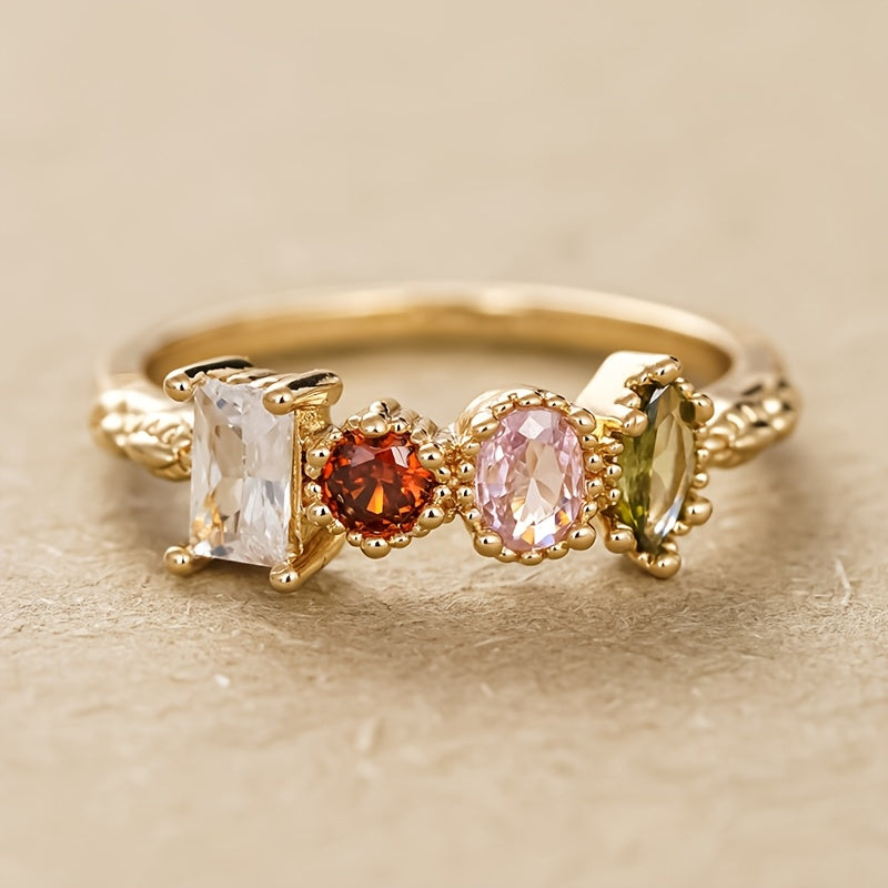 Retro mehrfarbiger Edelstein-Ring