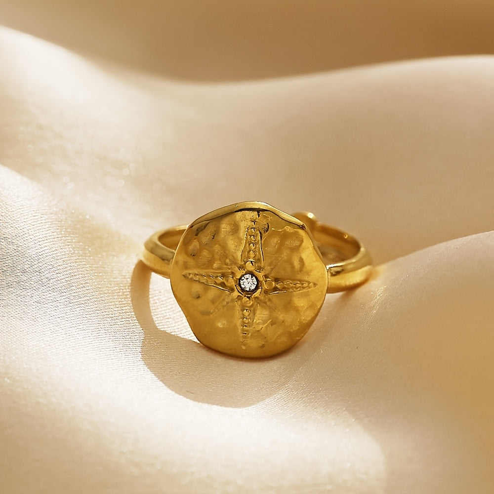 Retro Oktagramm-Zirkonia-Ring
