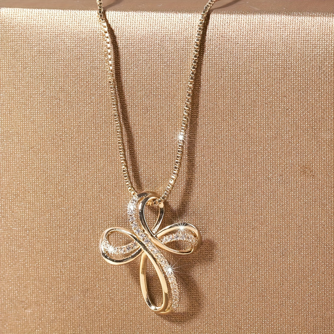 White Gold Twisted Cross Necklace