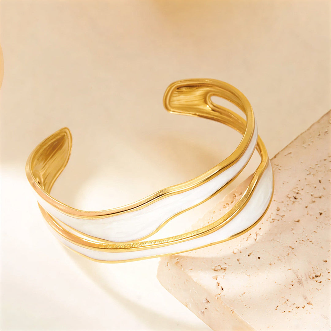 Modernes Wellen-Armband aus Edelstahl
