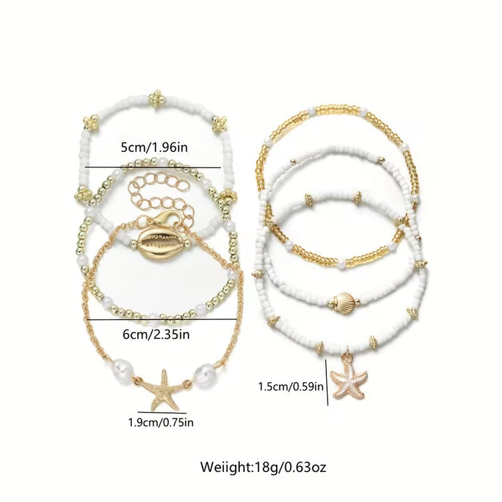 Küsten Gold- & Perlen-Armband 6er-Set