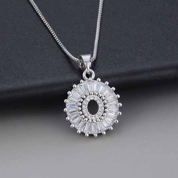White Gold Initial Letter Zirconia Necklace