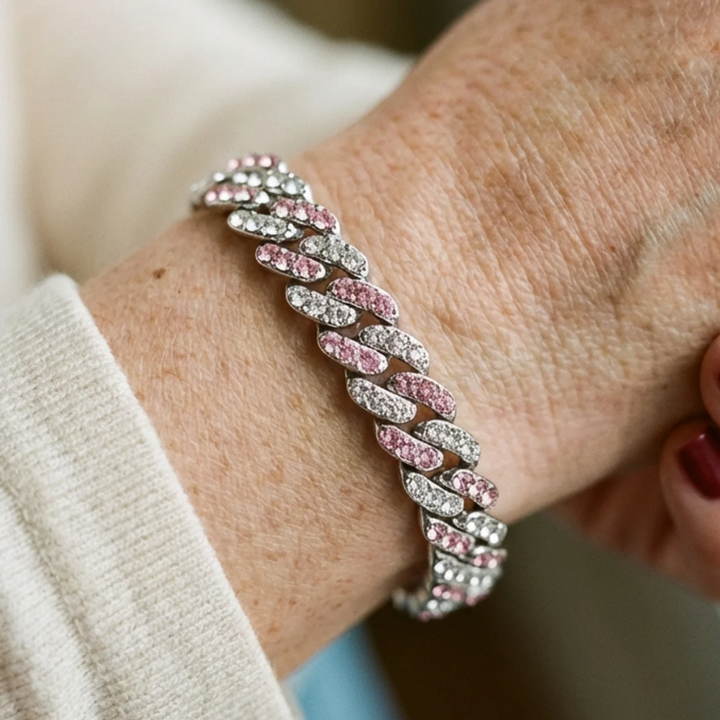 Elegantes kubanisches Rosé-Saphir-Armband