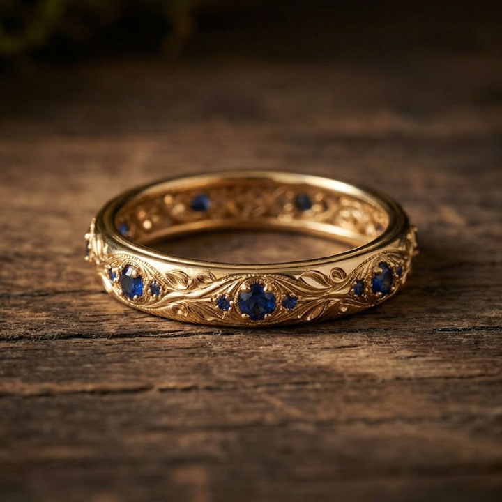 Exotic Fine Blue Zirconia Leaf Ring