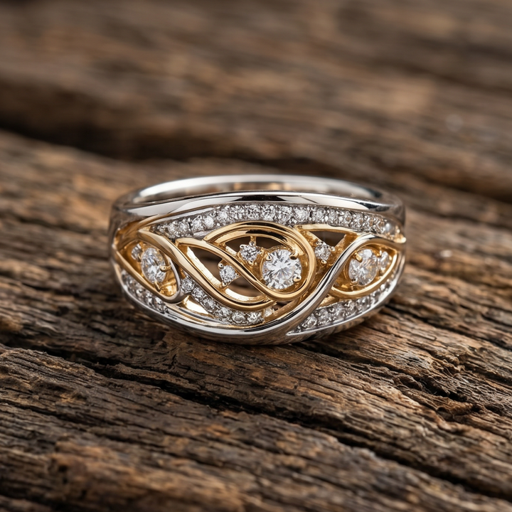Hoop Ring Made of Gold and Silver