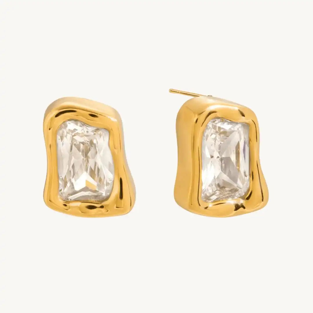 Zeitlose Gold Zirkon eckige Ohrringe
