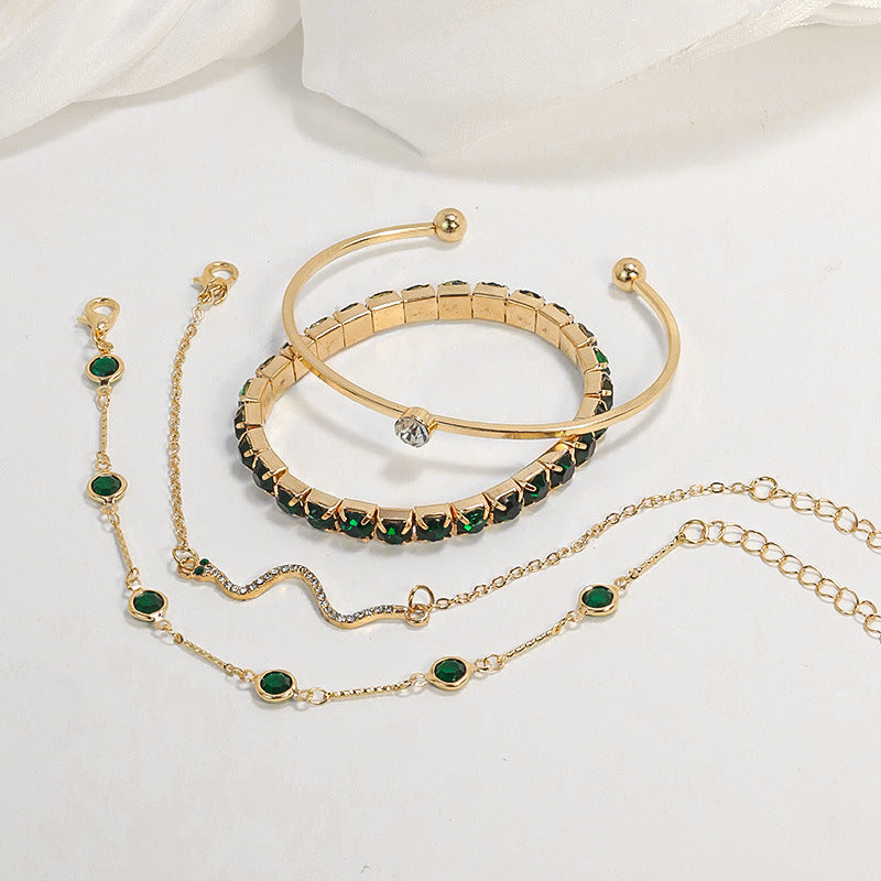 Goldenes Smaragd-Armband-Set