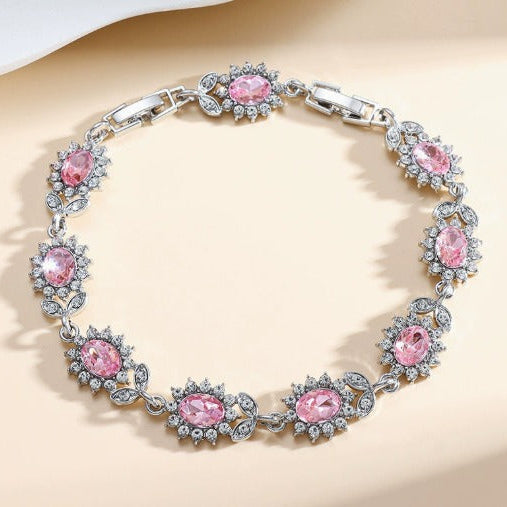 Elegantes verschlungenes Blüten-Rosé-Saphir-Armband