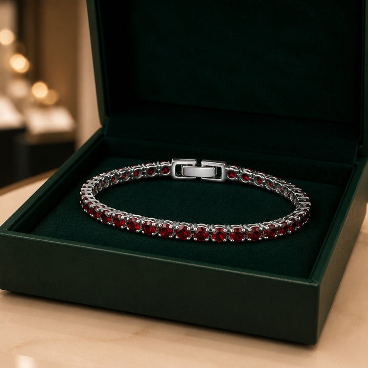 Raffiniertes Rubin-Weißgold-Armband