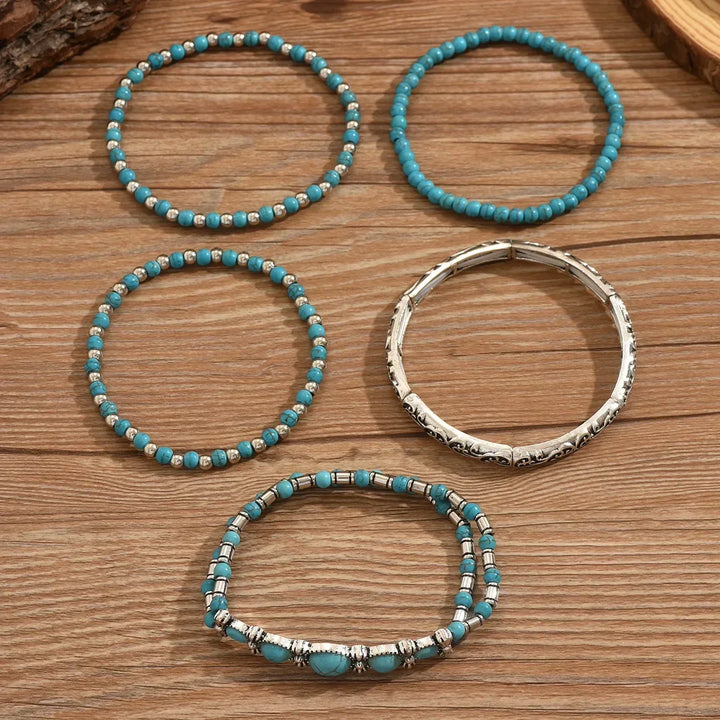 Premium Türkis Perlen-Armband-Set