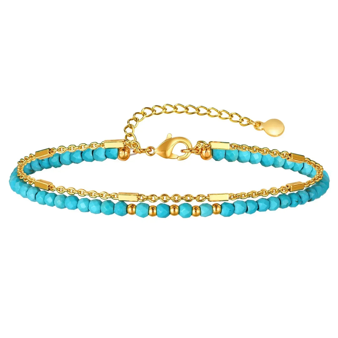 Strahlendes Gold-Türkis-Ketten-Armband