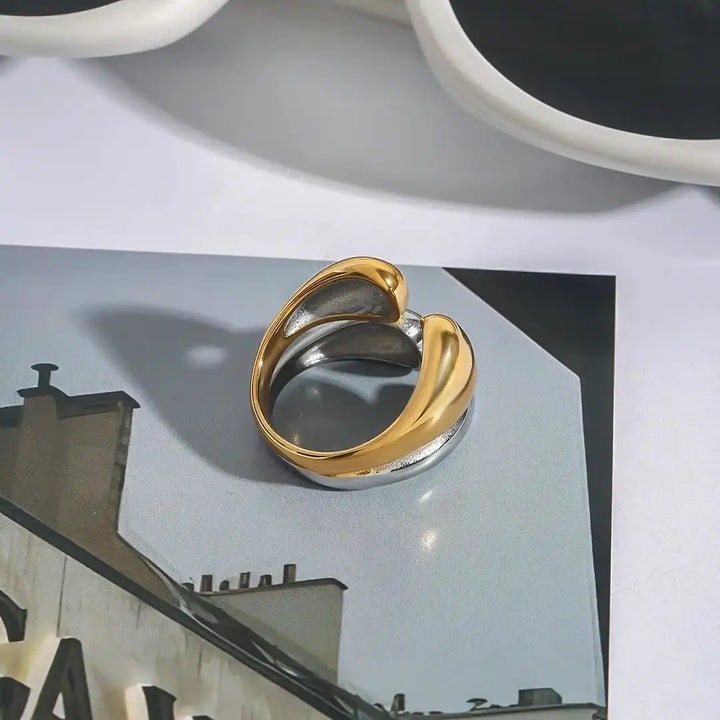 Bicolor Gold Silber Stapelring