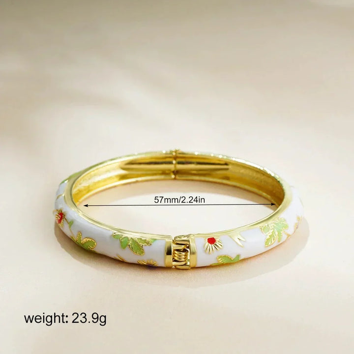 Eleganter Vintage Blüten-Cloisonné-Armreif