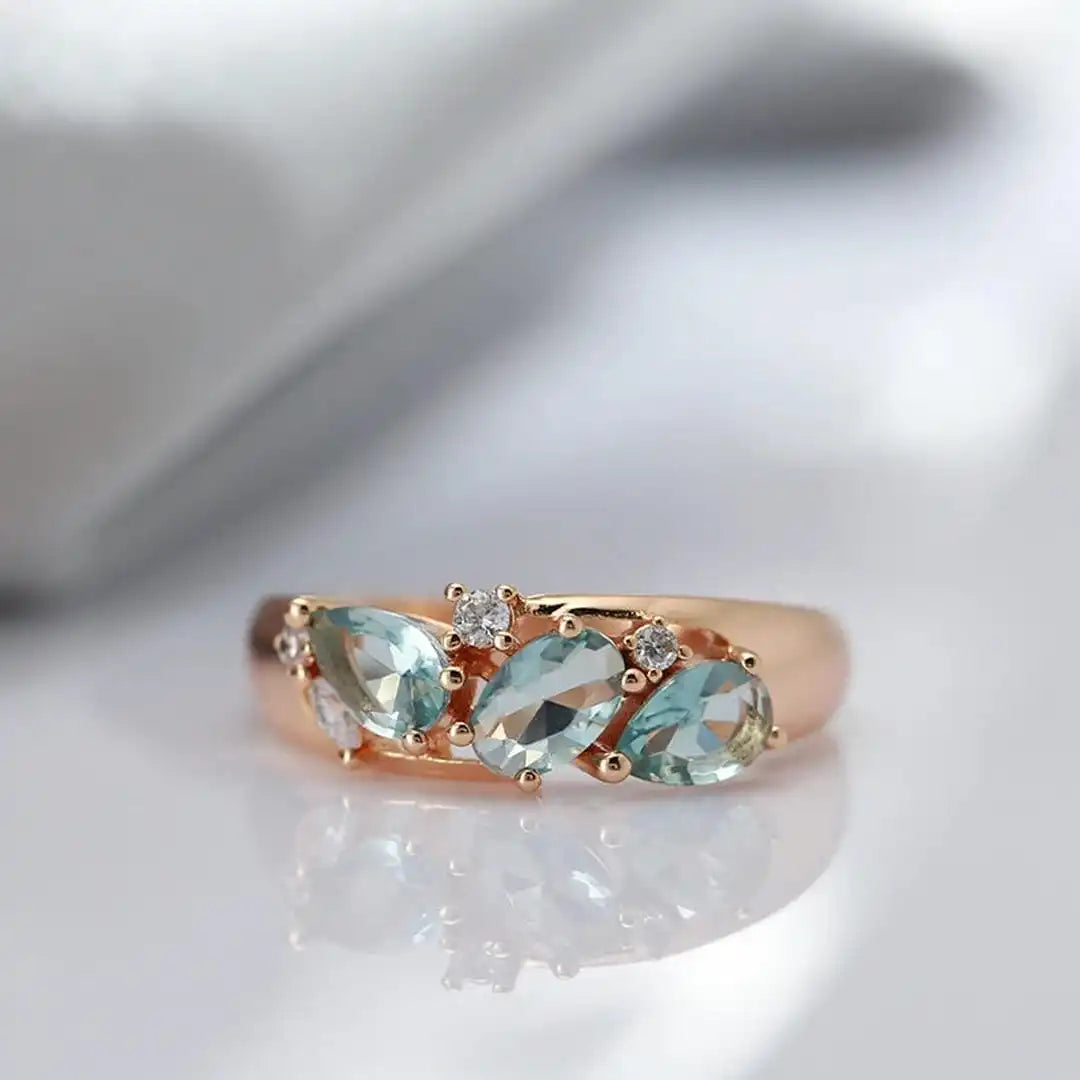 Vintage Roségold blauer Zirkon-Ring