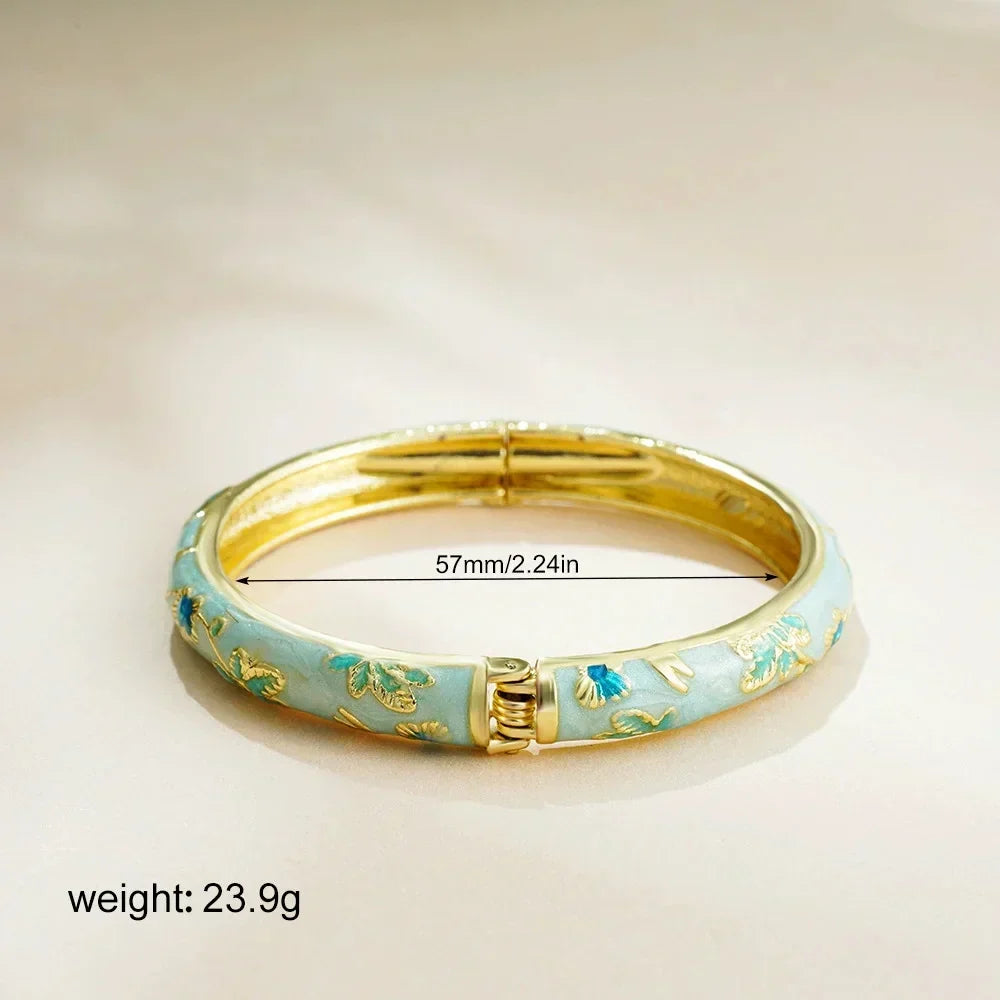 Eleganter Vintage Blüten-Cloisonné-Armreif