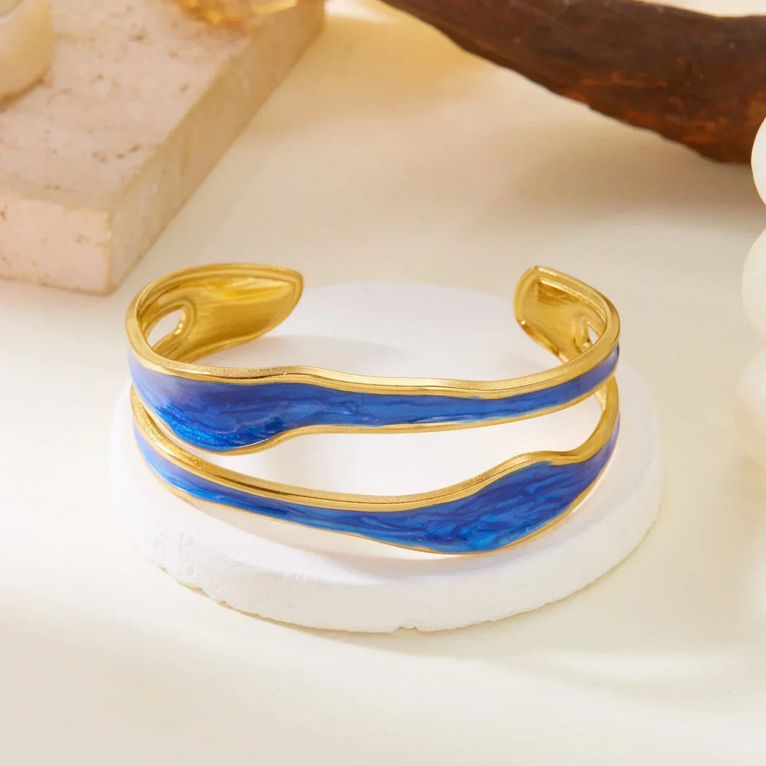 Modernes Wellen-Armband aus Edelstahl