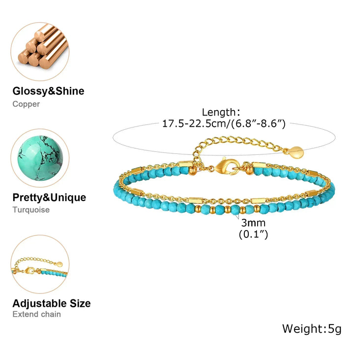Strahlendes Gold-Türkis-Ketten-Armband