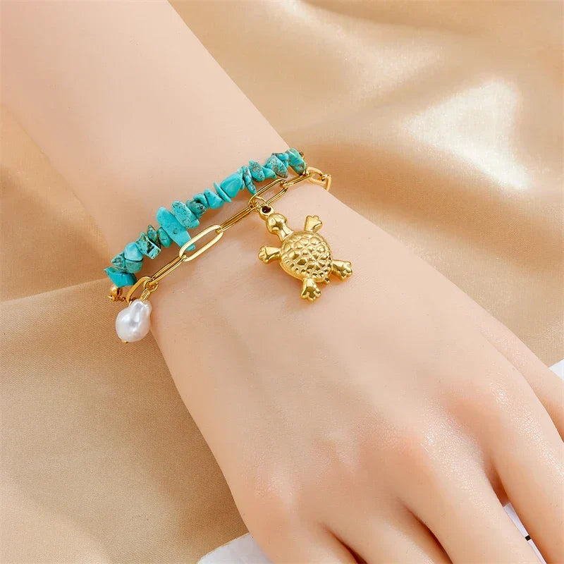 Einzigartiges Türkis-Schildkröten-Armband