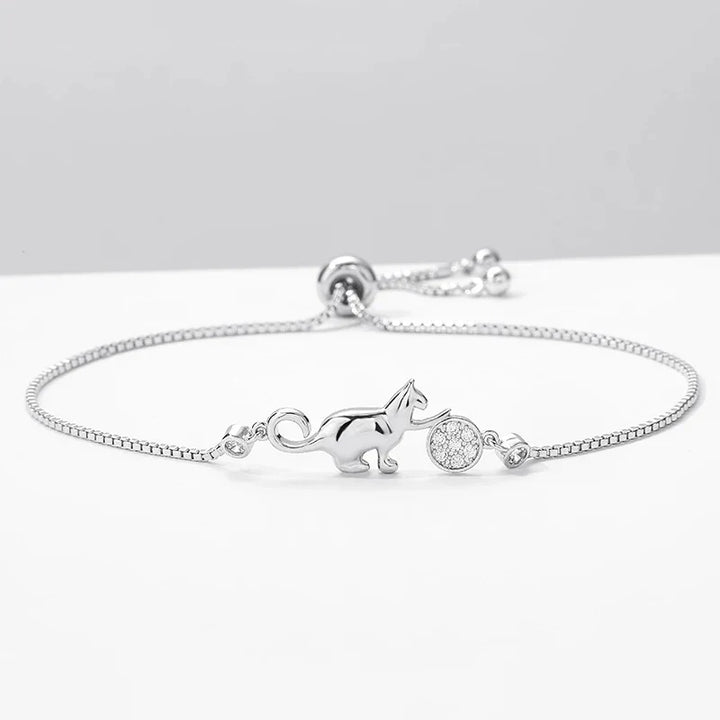 Zeitloses Silber-Katzenarmband