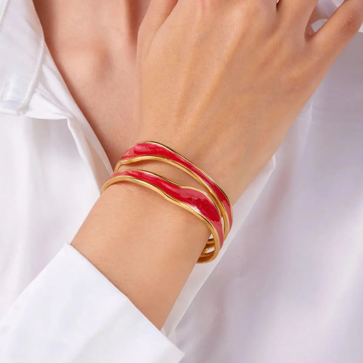 Modernes Wellen-Armband aus Edelstahl