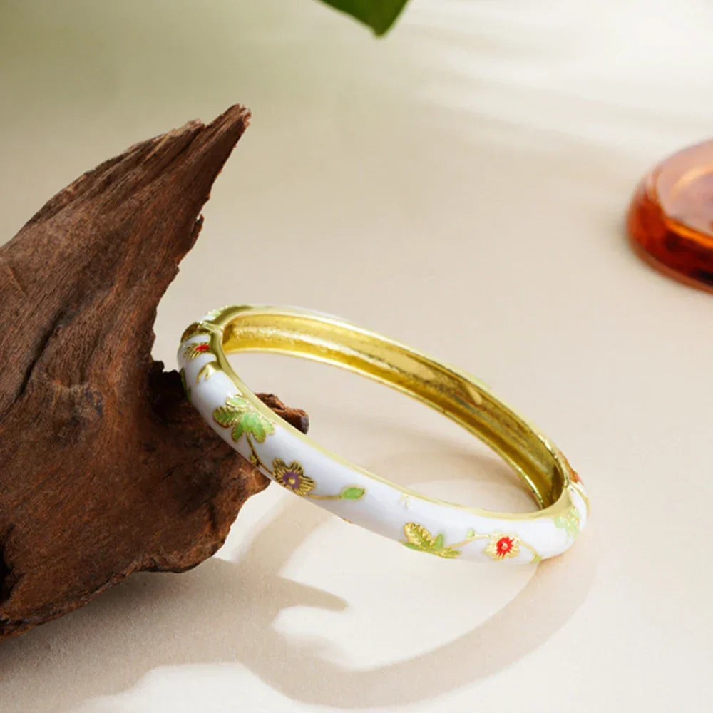 Eleganter Vintage Blüten-Cloisonné-Armreif