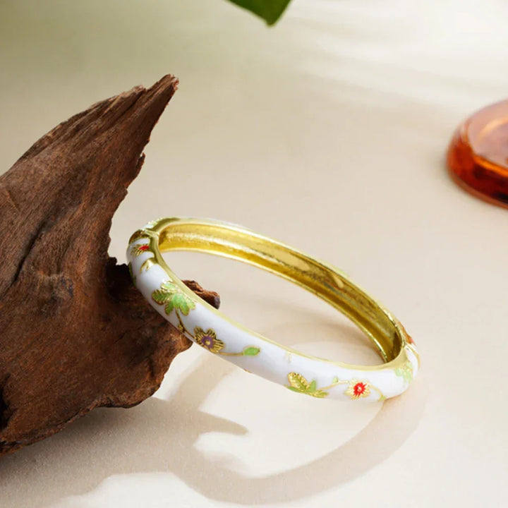 Eleganter Vintage Blüten-Cloisonné-Armreif