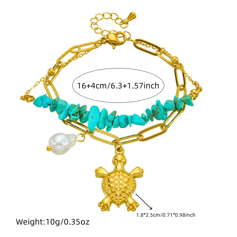 Einzigartiges Türkis-Schildkröten-Armband