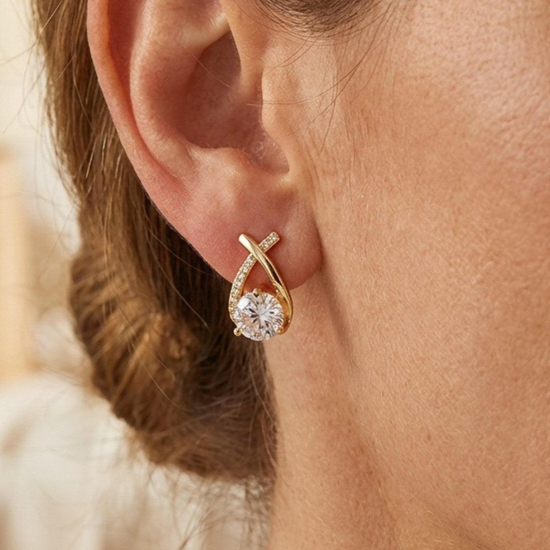 Luxuriöse verschlungene Zirkonia-Tropfen-Ohrstecker