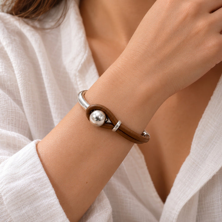 Vintage Herz-Armband in Braun