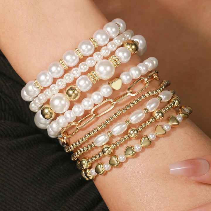 Premium Perlen-Stapelarmband 9er-Set