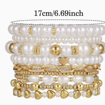 Premium Perlen-Stapelarmband 9er-Set