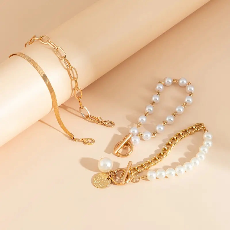Premium Layered Pearl Bracelet Set
