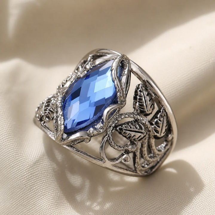 Ring Blatt Saphirblau