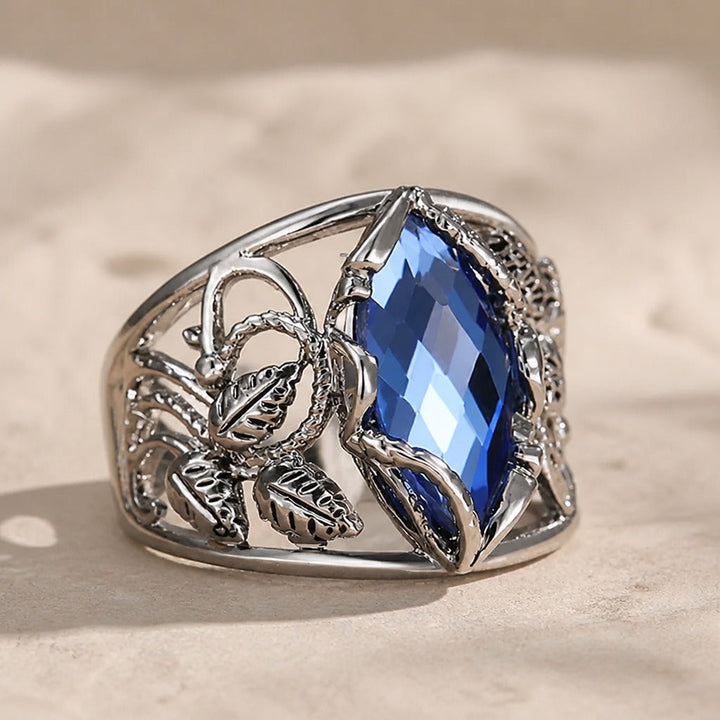 Ring Blatt Saphirblau