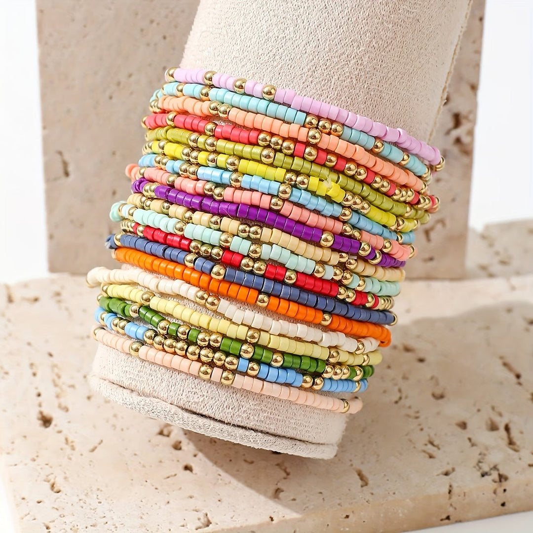 Boho mehrfarbiges Perlen-Armband-Set