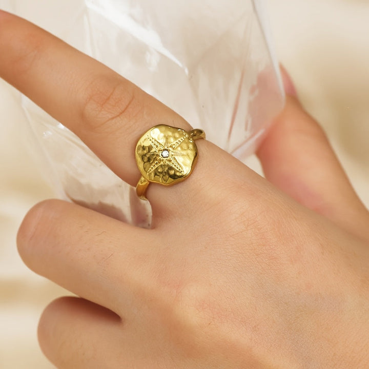 Retro Oktagramm-Zirkonia-Ring