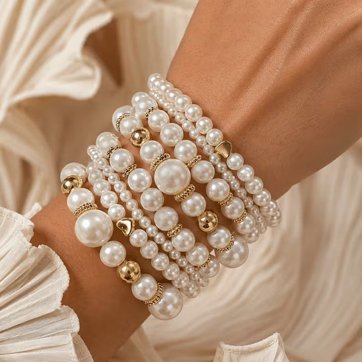 Perlen-Stapel-Armband 8er-Set