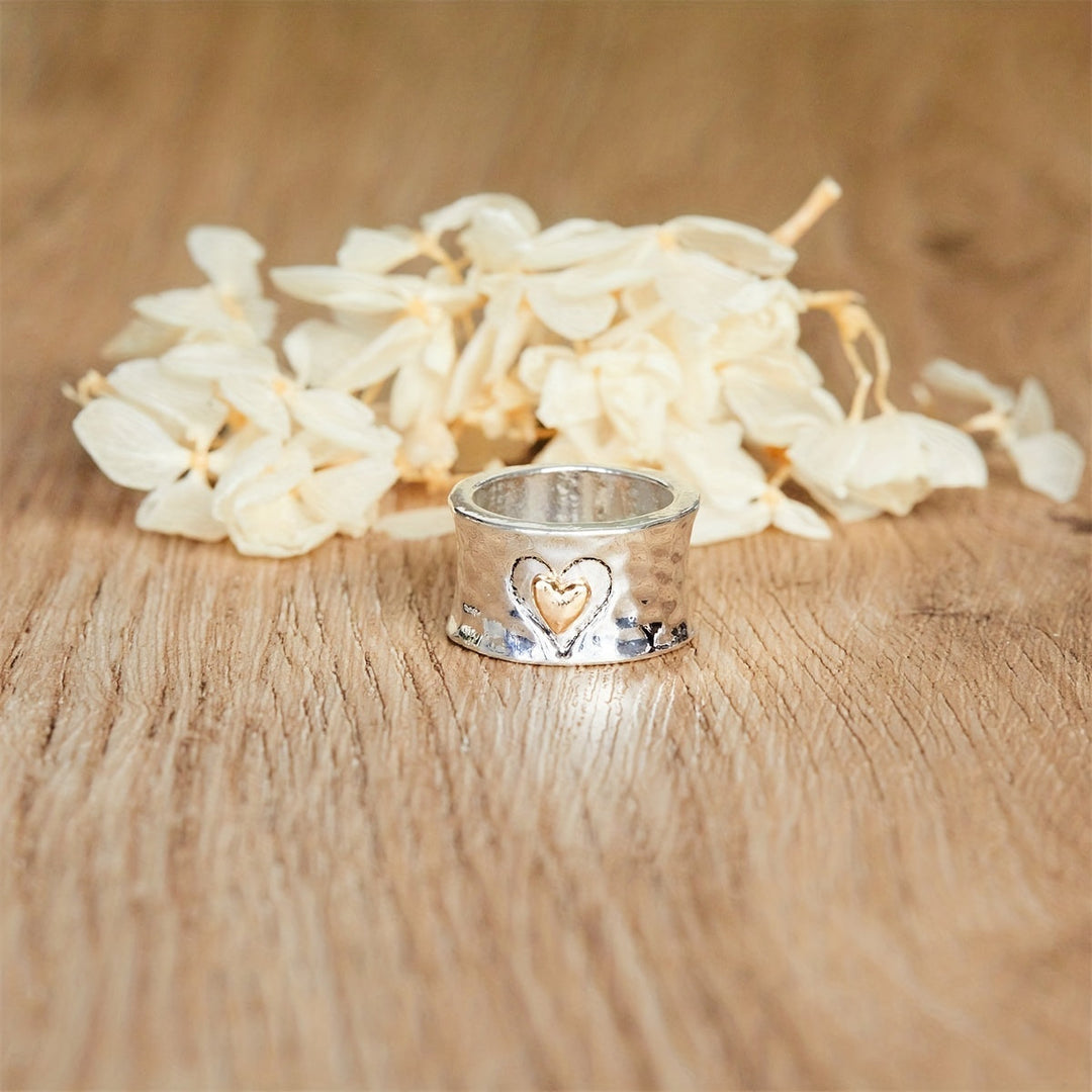 Retro Bicolor Silbriger Herzring